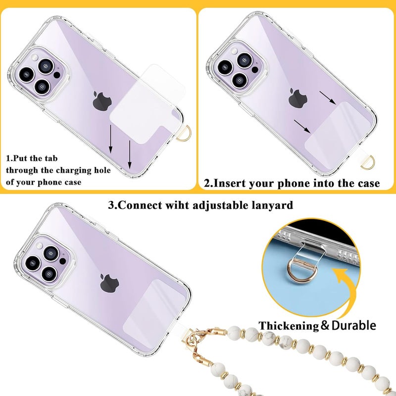 cioatu Beaded Phone Charm Wrist Strap with Tether Tab and Bracelet Chain - Image 2